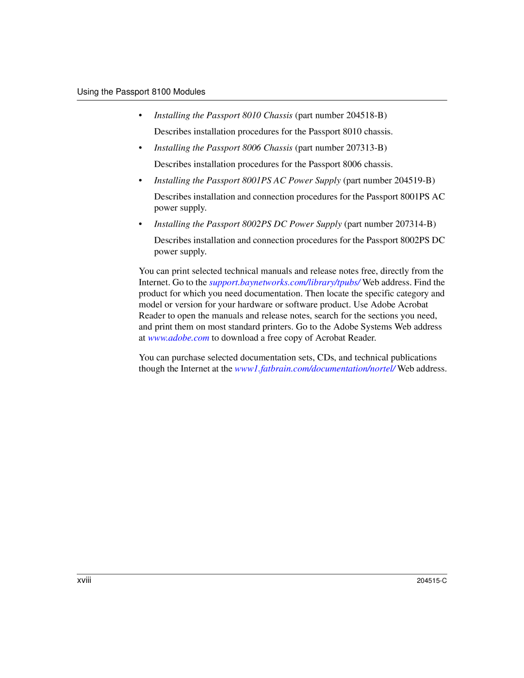 Nortel Networks 8100, 1000BASE-XD manual Xviii 