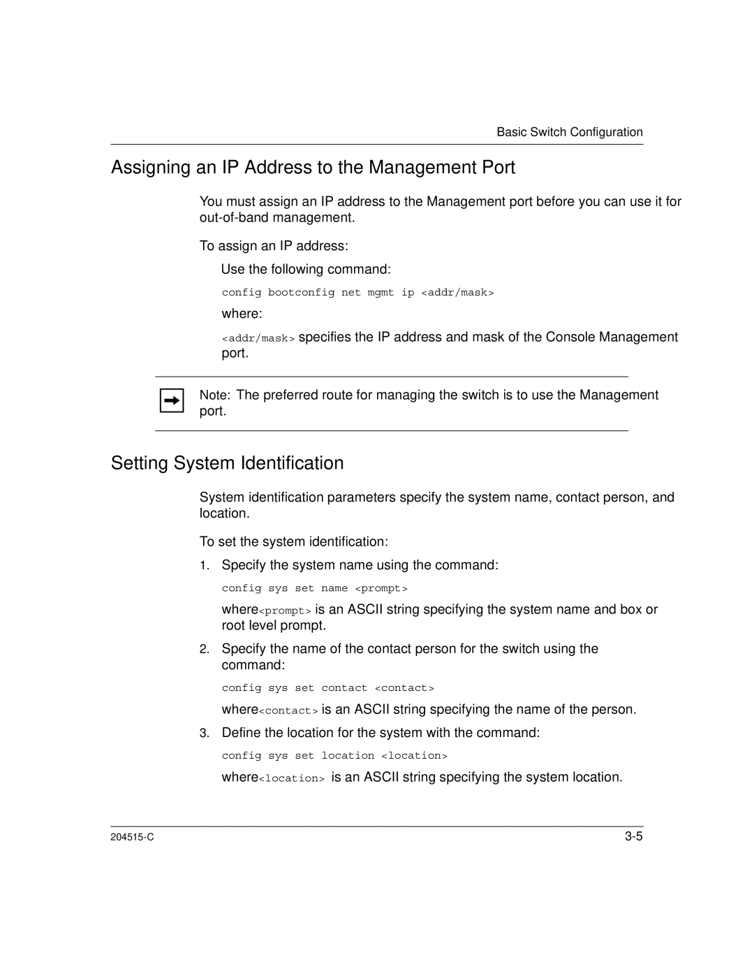 Nortel Networks 1000BASE-XD, 8100 manual Assigning an IP Address to the Management Port, Setting System Identification 