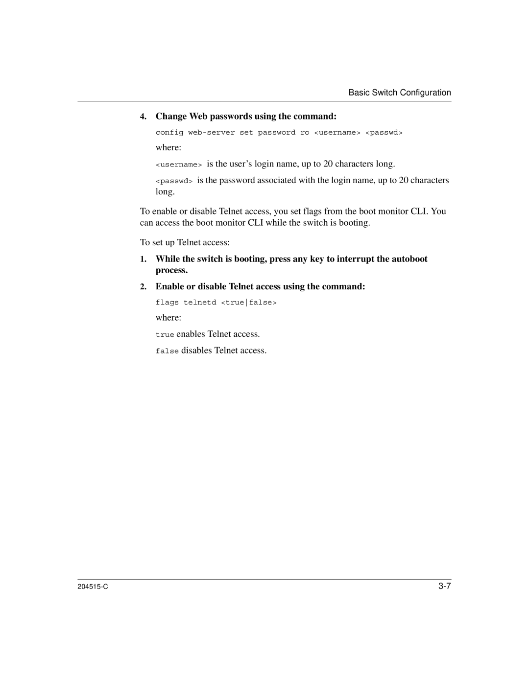 Nortel Networks 1000BASE-XD, 8100 manual Change Web passwords using the command 