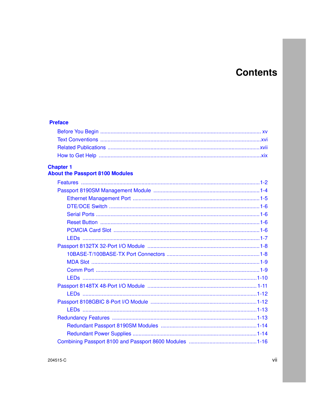 Nortel Networks 1000BASE-XD, 8100 manual Contents 