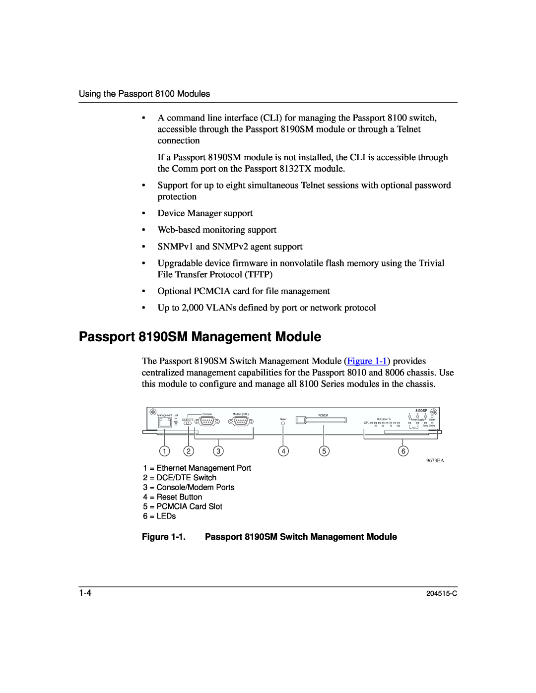 Nortel Networks 8100, 1000BASE-XD manual Passport 8190SM Management Module 