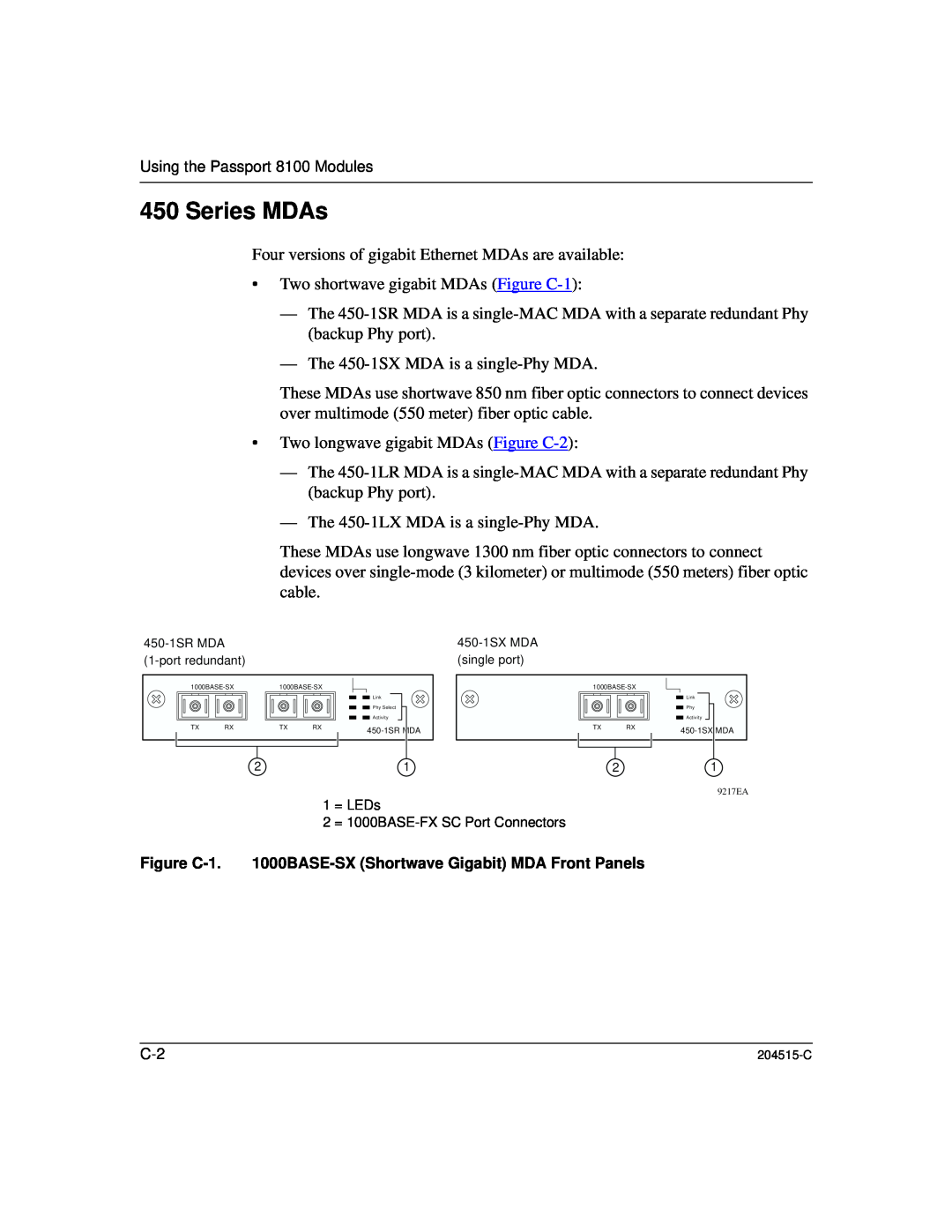 Nortel Networks 8100, 1000BASE-XD manual Series MDAs 