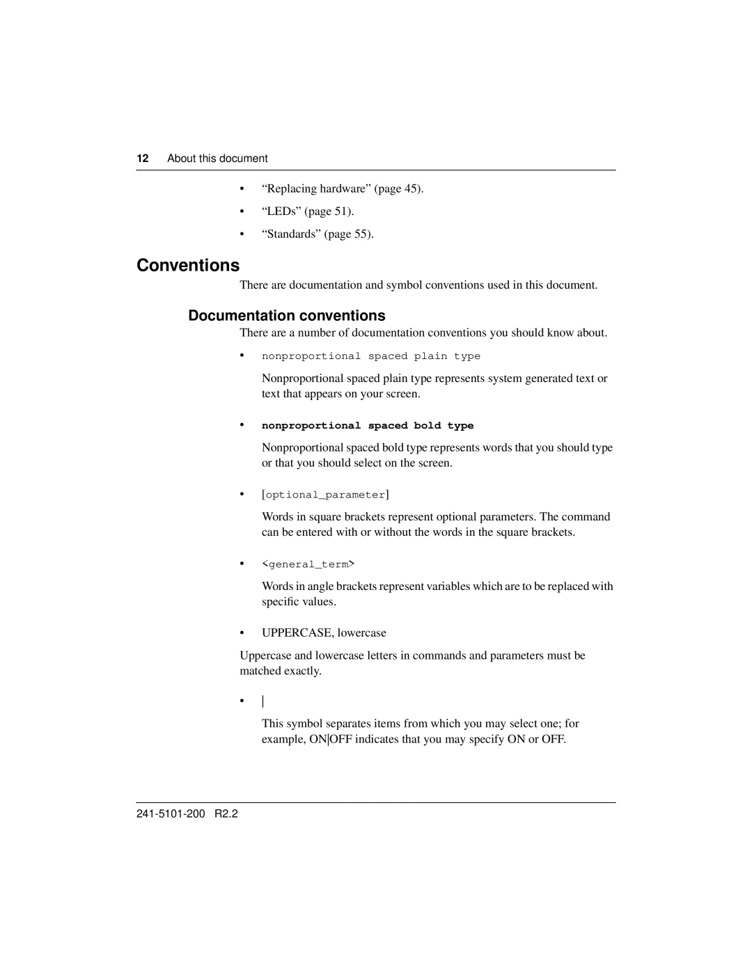 Nortel Networks 8250, 241-5101-200 manual Conventions, Documentation conventions 