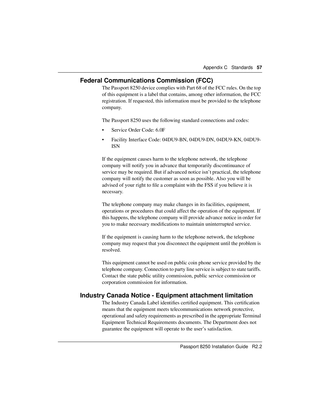 Nortel Networks 241-5101-200 Federal Communications Commission FCC, Industry Canada Notice Equipment attachment limitation 