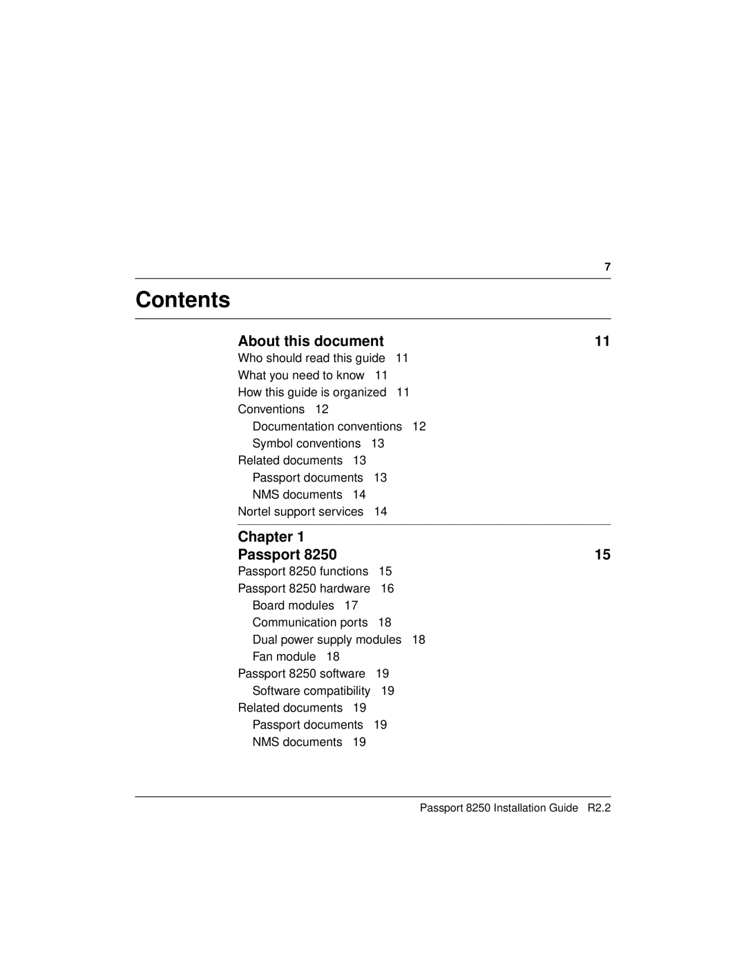 Nortel Networks 241-5101-200, 8250 manual Contents 