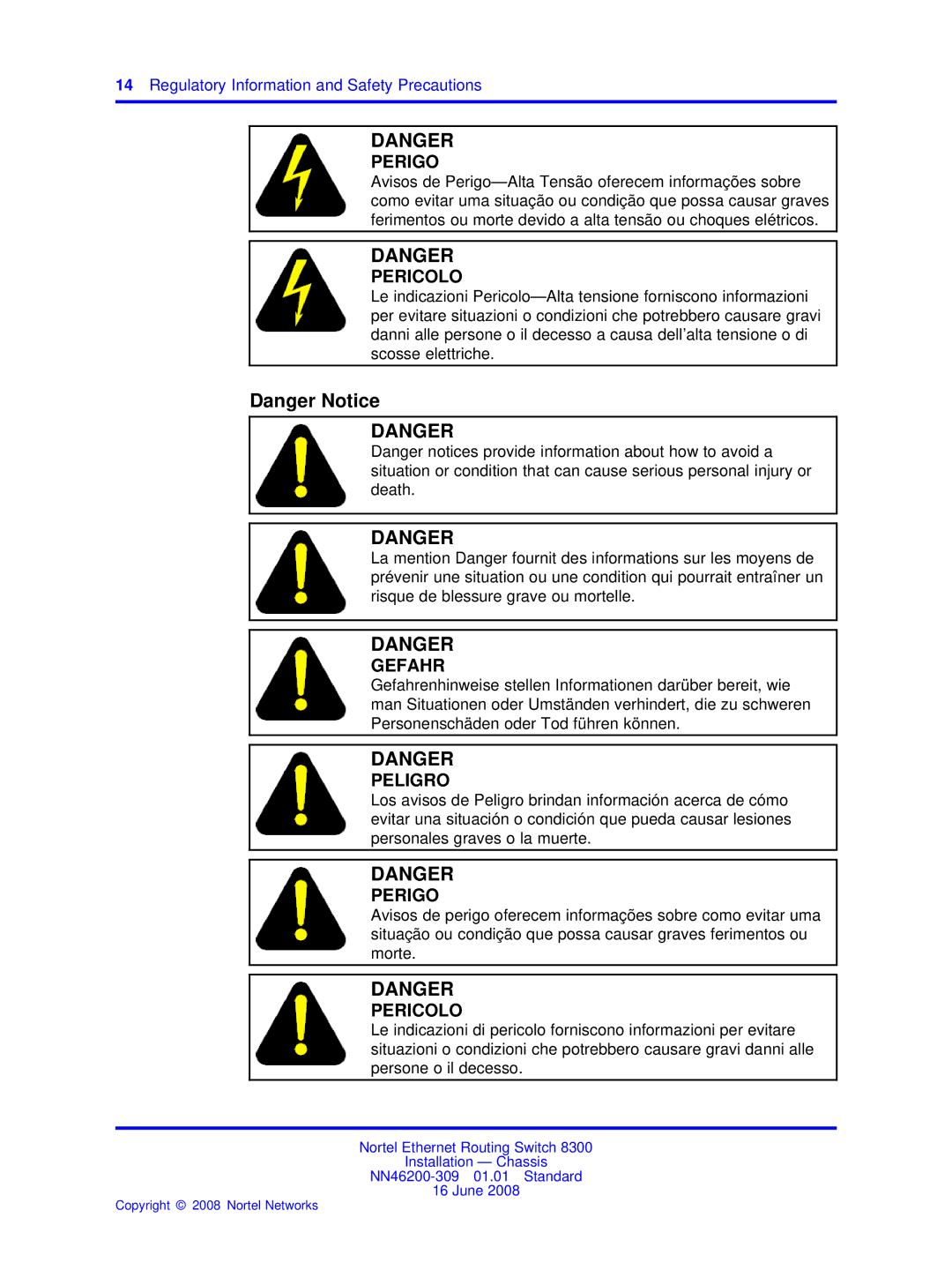 Nortel Networks 8310, 8306 manual Perigo 