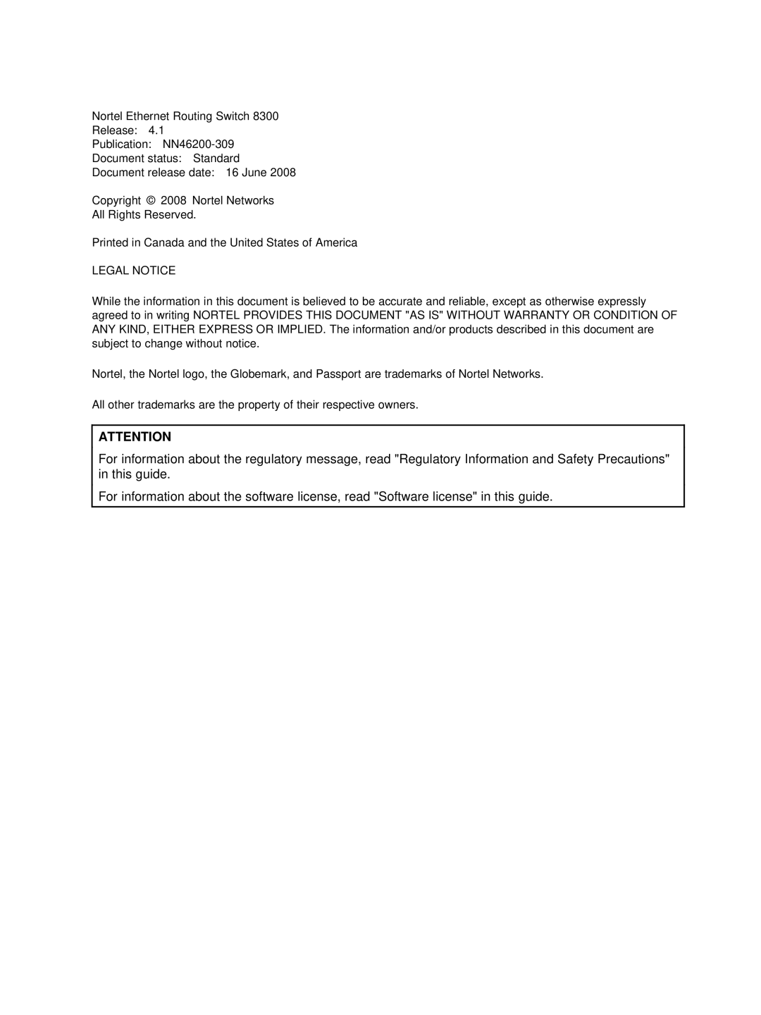 Nortel Networks 8310, 8306 manual Legal Notice 