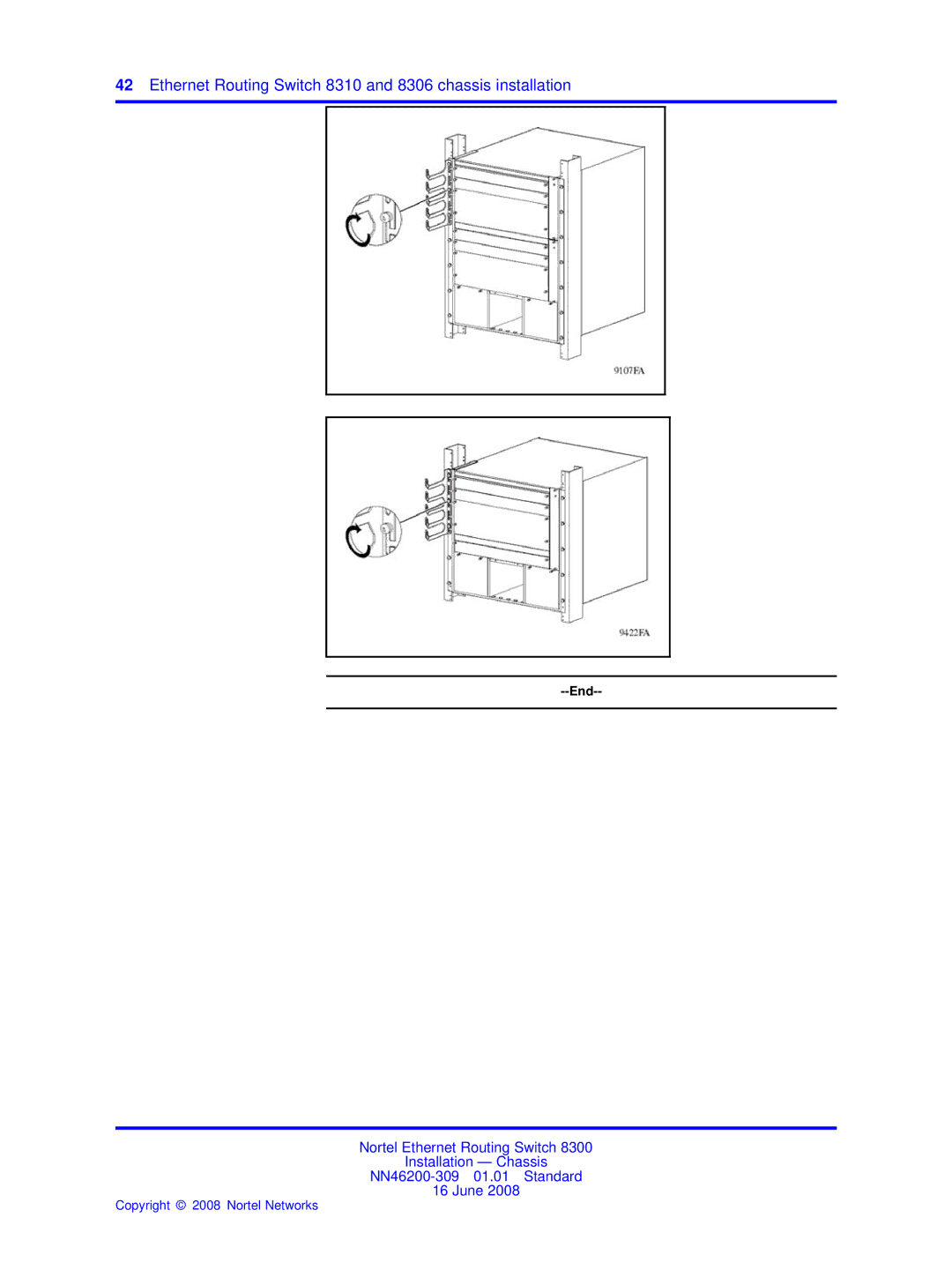 Nortel Networks manual Ethernet Routing Switch 8310 and 8306 chassis installation 