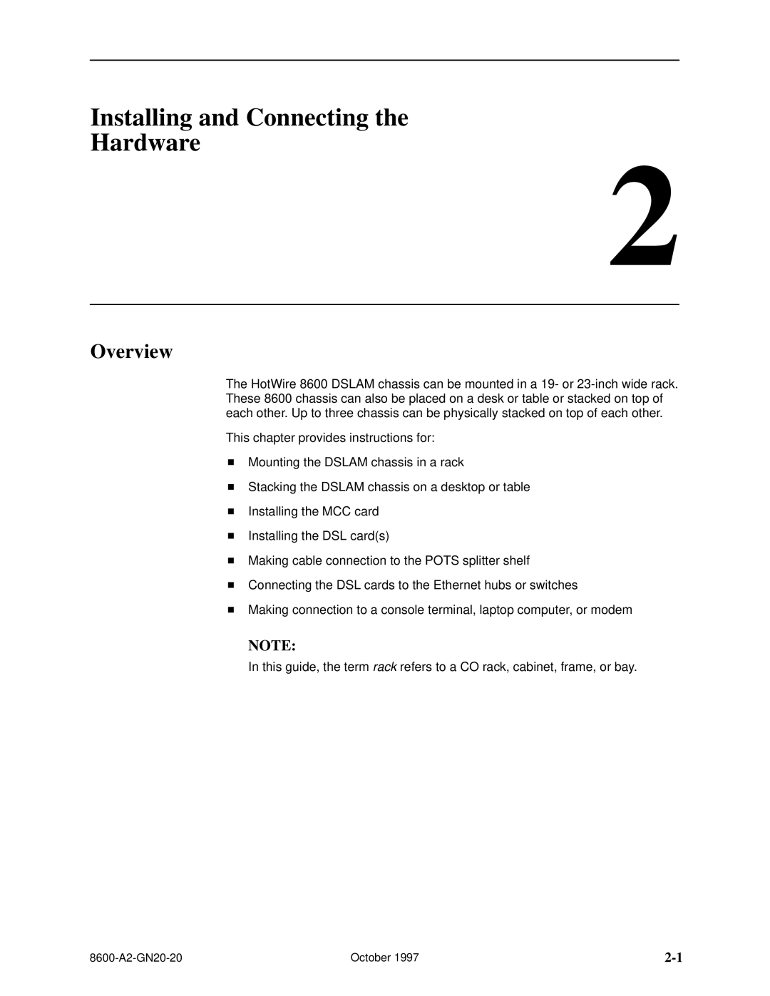 Nortel Networks 8600 manual Installing and Connecting Hardware, Overview 