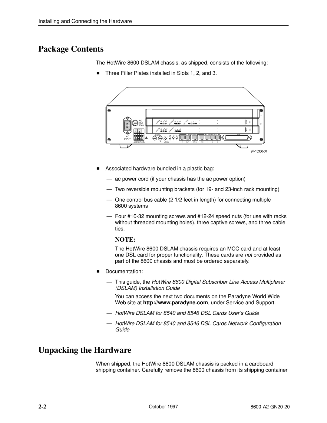 Nortel Networks 8600 manual Package Contents, Unpacking the Hardware 