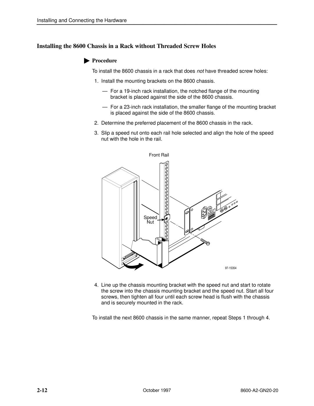 Nortel Networks 8600 manual Front Rail Speed Nut 