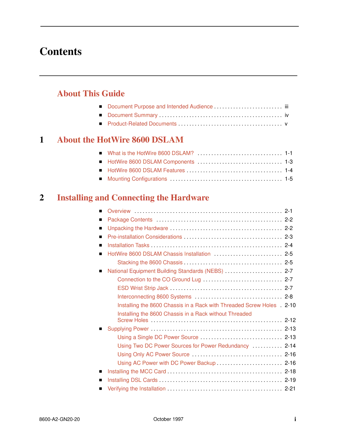 Nortel Networks 8600 manual Contents 