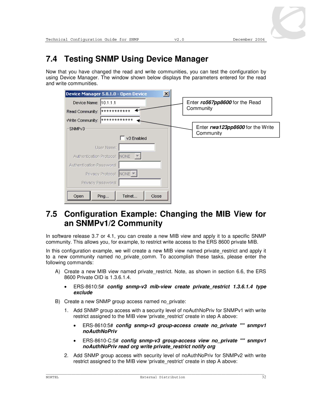 Nortel Networks 8600 manual Testing Snmp Using Device Manager 