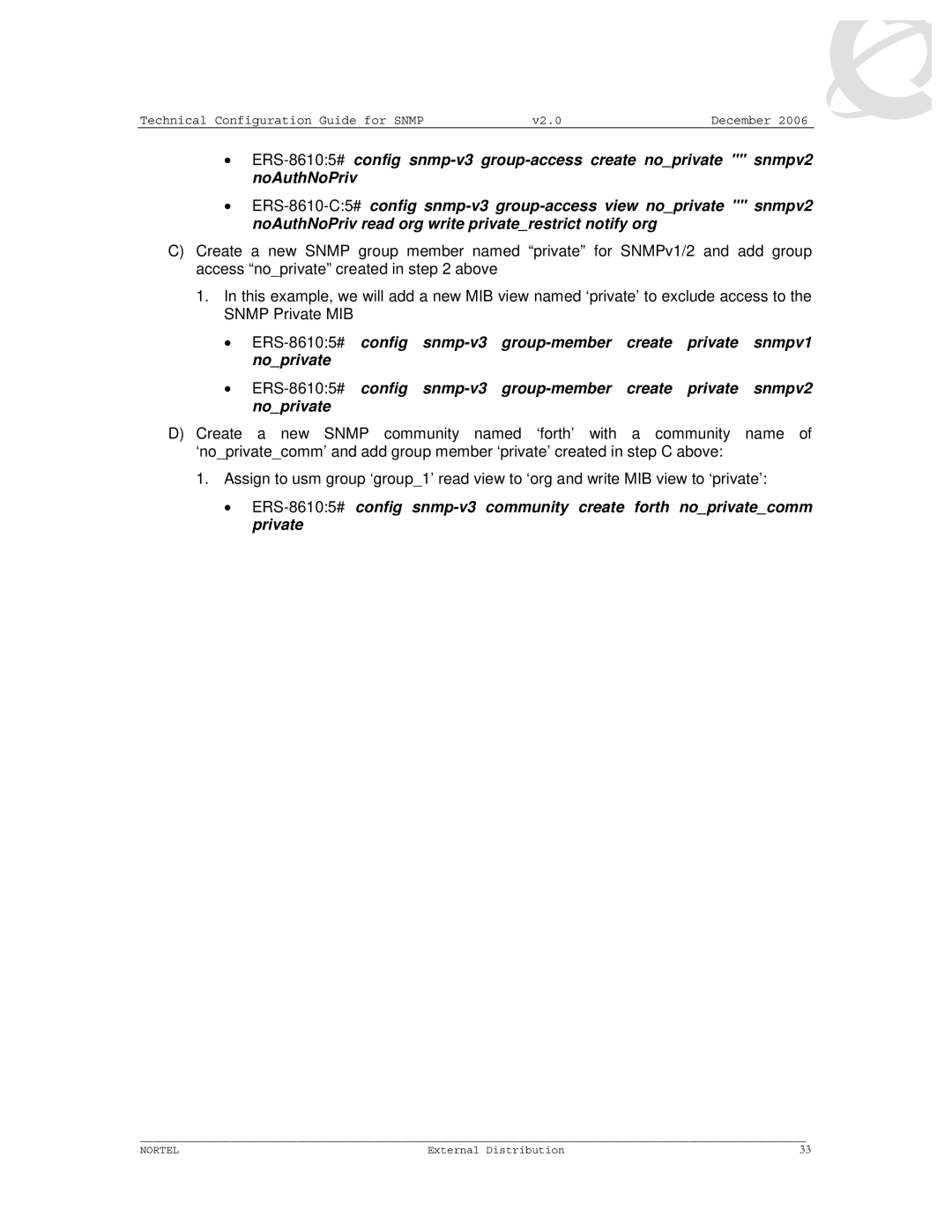 Nortel Networks 8600 manual Technical Configuration Guide for Snmp V2.0 