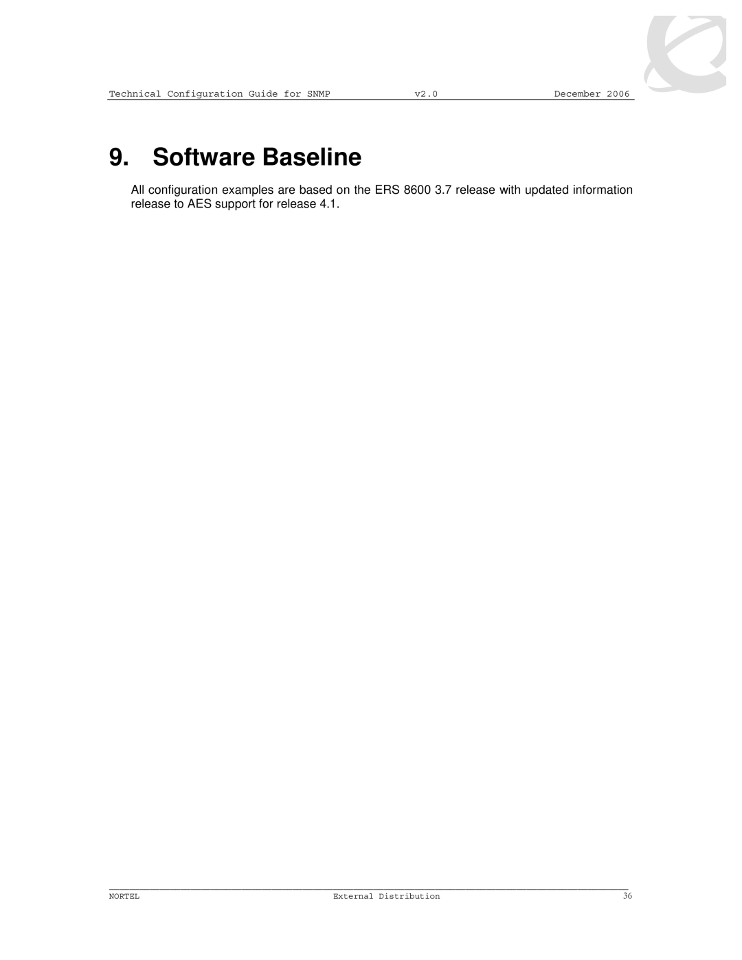 Nortel Networks 8600 manual Software Baseline 