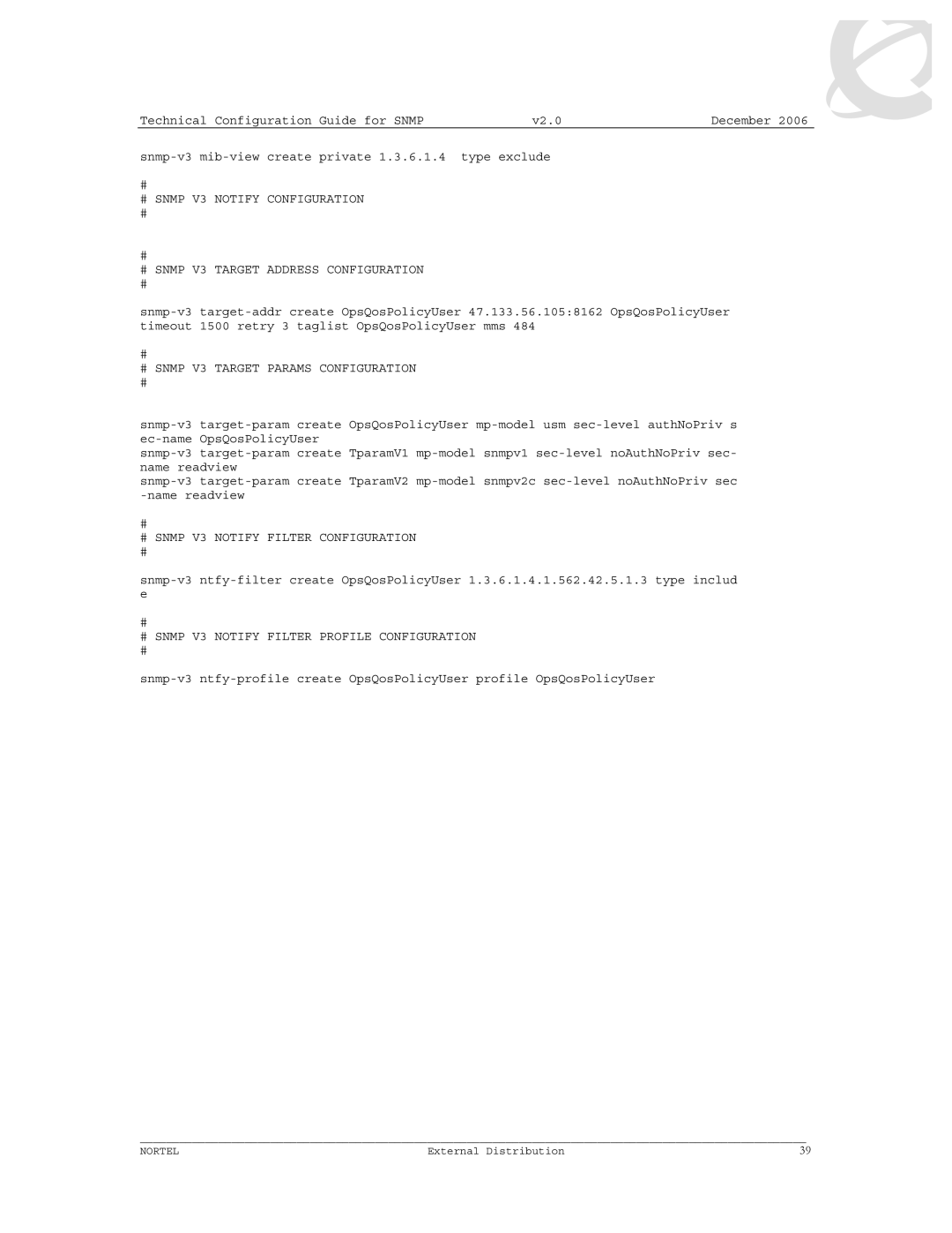 Nortel Networks 8600 manual # Snmp V3 Notify Filter Configuration 