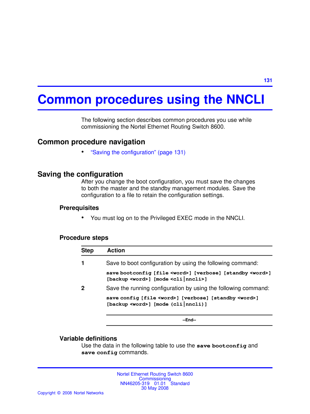 Nortel Networks 8600 manual Common procedures using the Nncli, Prerequisites 