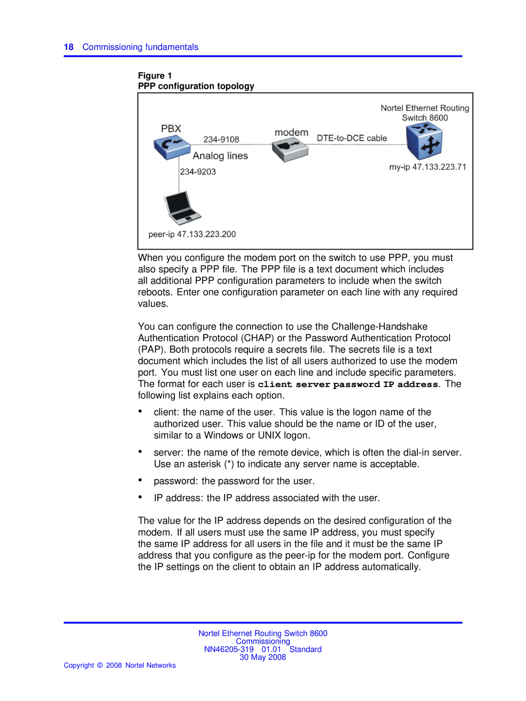 Nortel Networks 8600 manual PPP configuration topology 