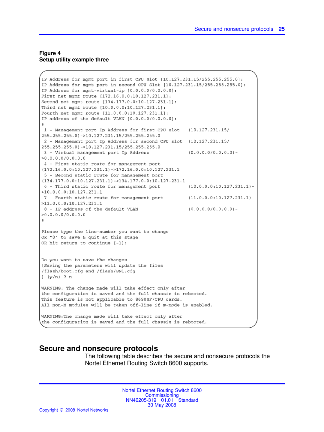 Nortel Networks 8600 manual Secure and nonsecure protocols 