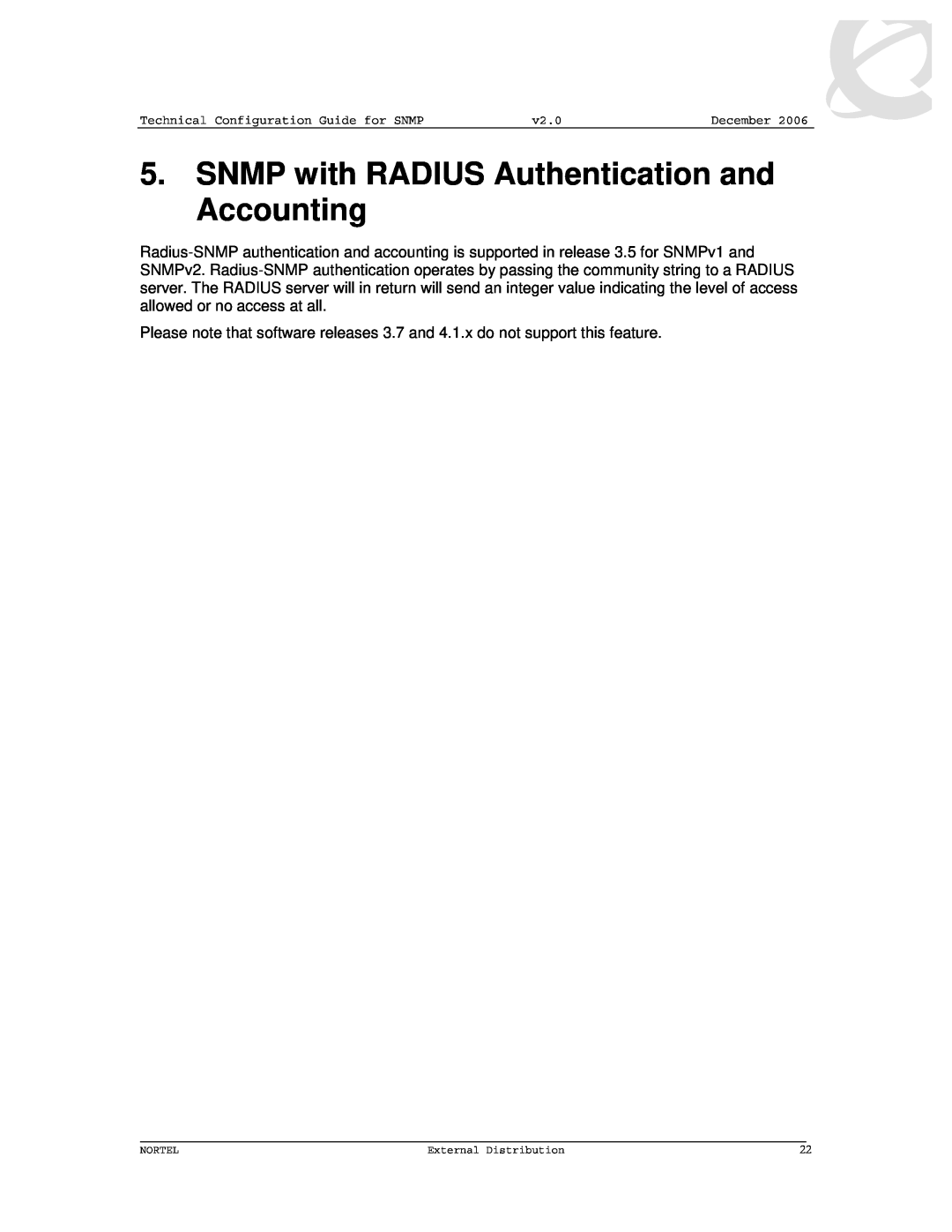 Nortel Networks 8600 manual SNMP with RADIUS Authentication and Accounting 