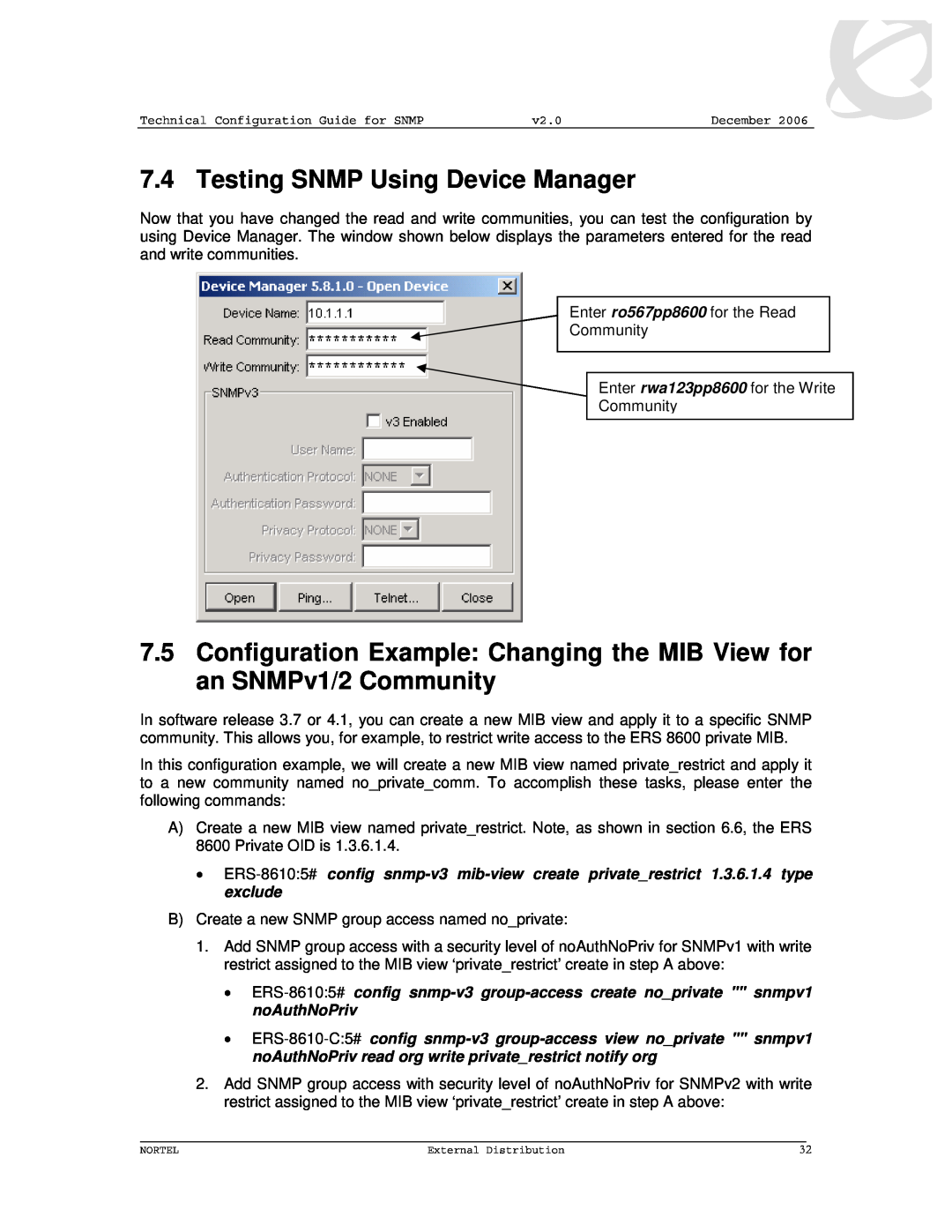 Nortel Networks 8600 manual Testing SNMP Using Device Manager 