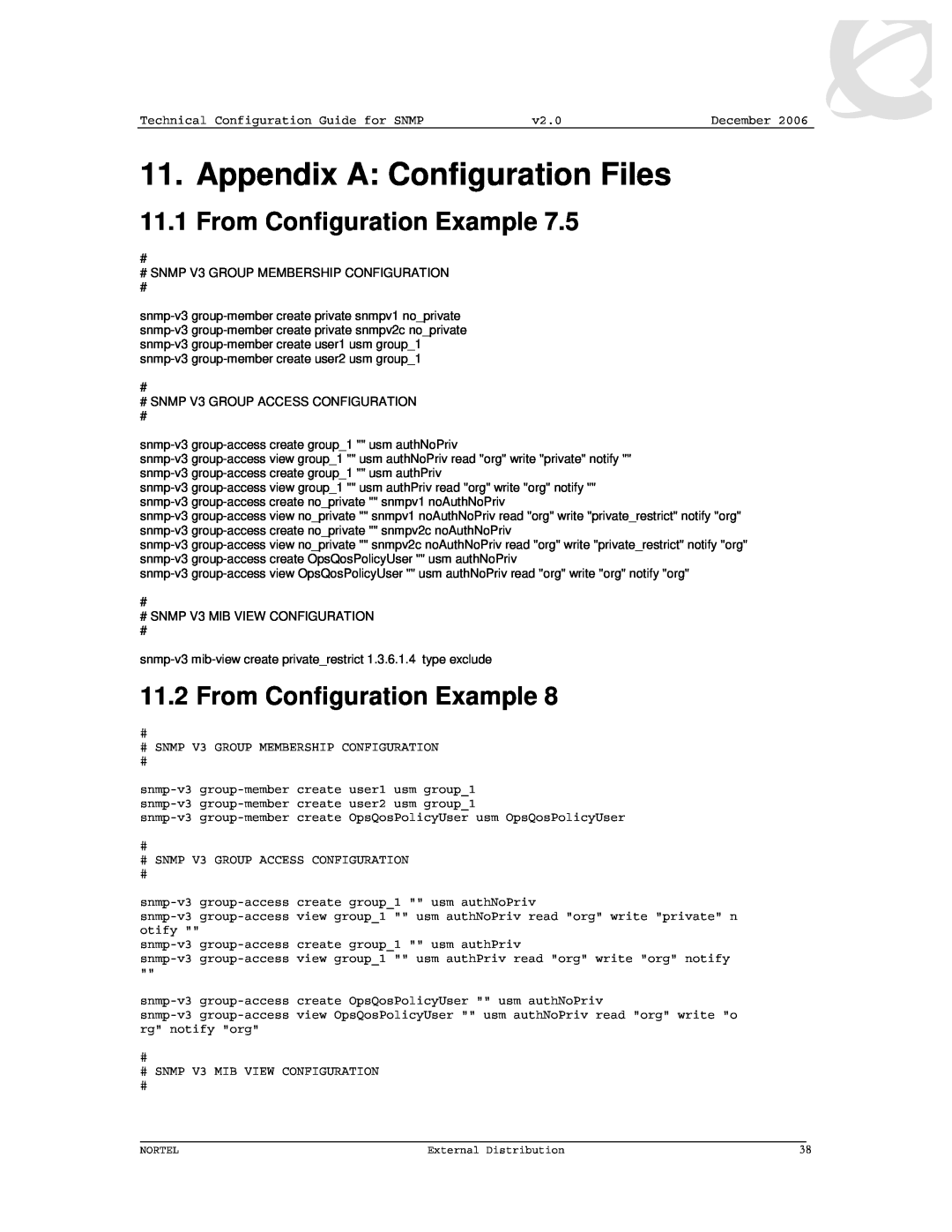 Nortel Networks 8600 manual Appendix A Configuration Files, From Configuration Example 