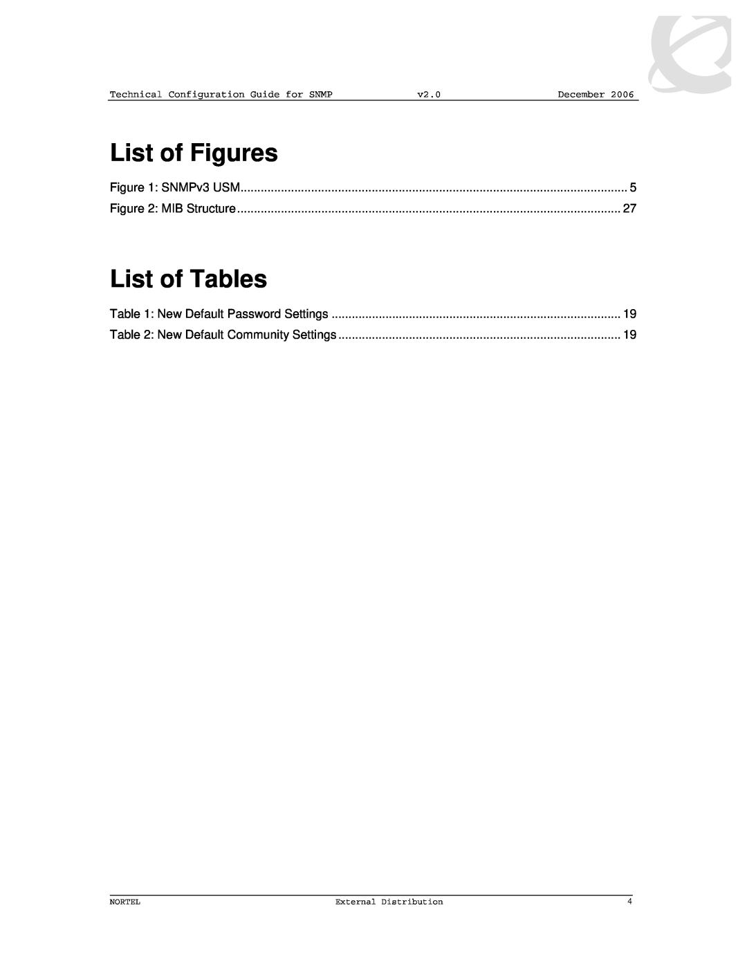 Nortel Networks 8600 manual List of Figures, List of Tables, December, Nortel, External Distribution 