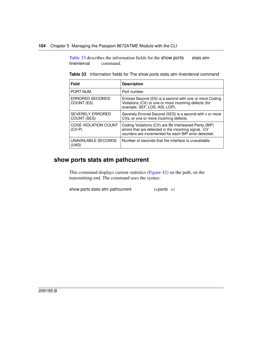 Nortel Networks 8672ATME manual Show ports stats atm pathcurrent, Uas 