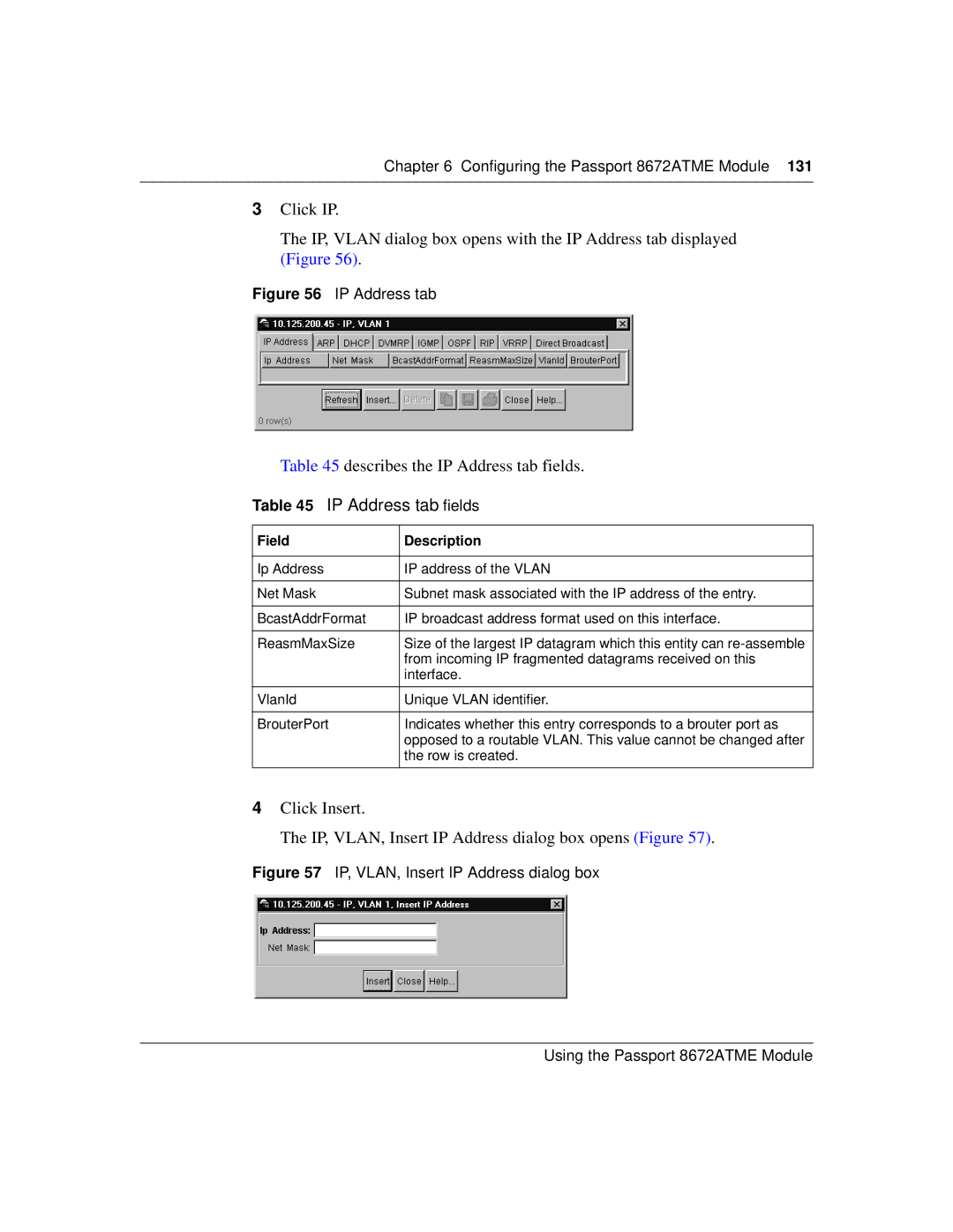 Nortel Networks 8672ATME manual Describes the IP Address tab fields 