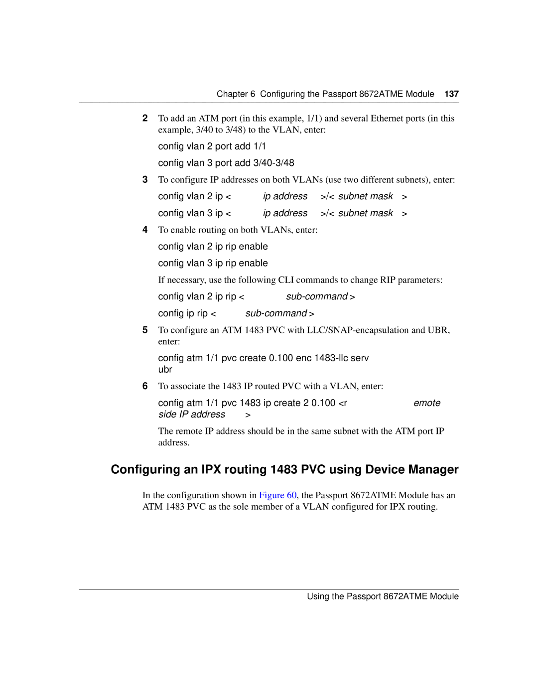 Nortel Networks 8672ATME manual Configuring an IPX routing 1483 PVC using Device Manager 