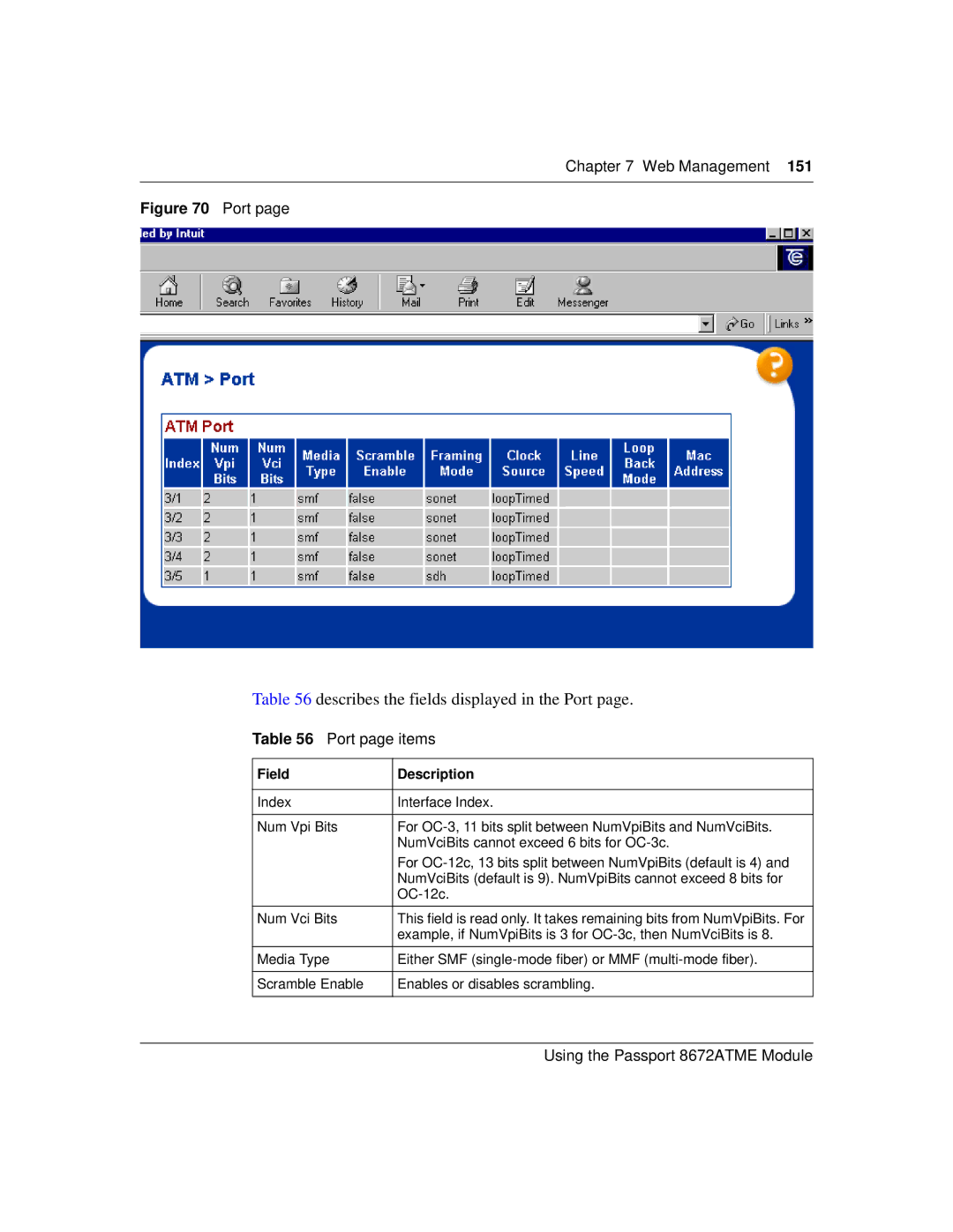 Nortel Networks 8672ATME manual Describes the fields displayed in the Port, Port page items 