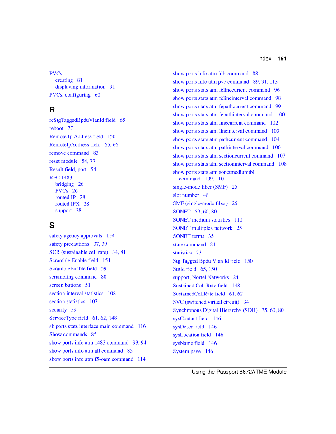 Nortel Networks 8672ATME manual Index 