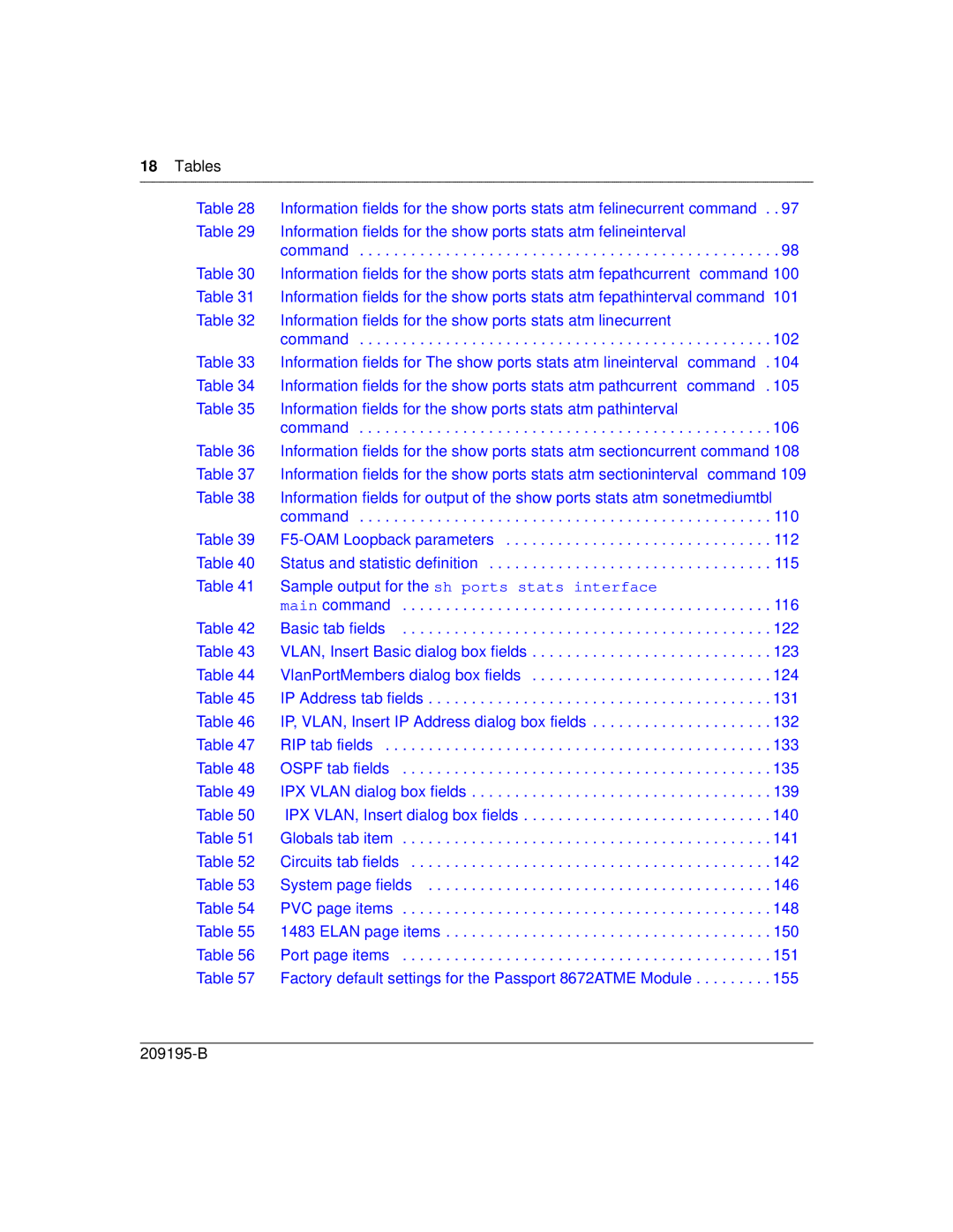 Nortel Networks 8672ATME manual Tables 