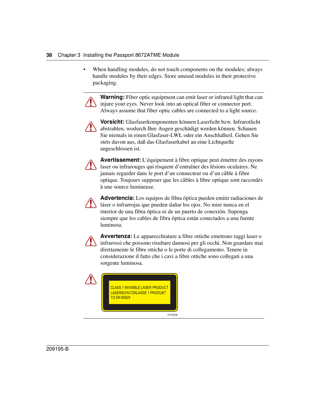 Nortel Networks manual Installing the Passport 8672ATME Module 