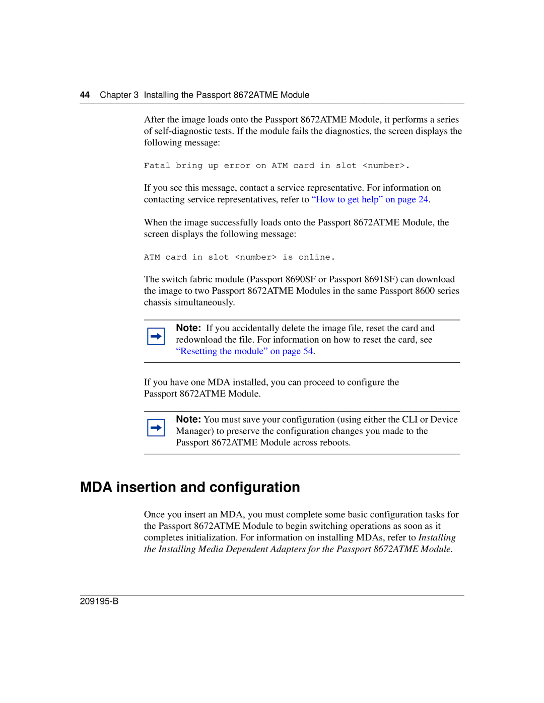 Nortel Networks 8672ATME manual MDA insertion and configuration 