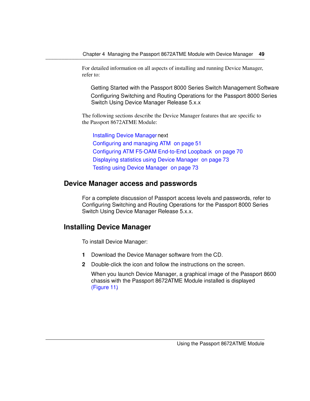 Nortel Networks 8672ATME manual Device Manager access and passwords, Installing Device Manager 