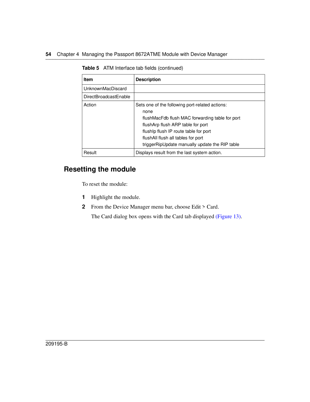 Nortel Networks 8672ATME manual Resetting the module 