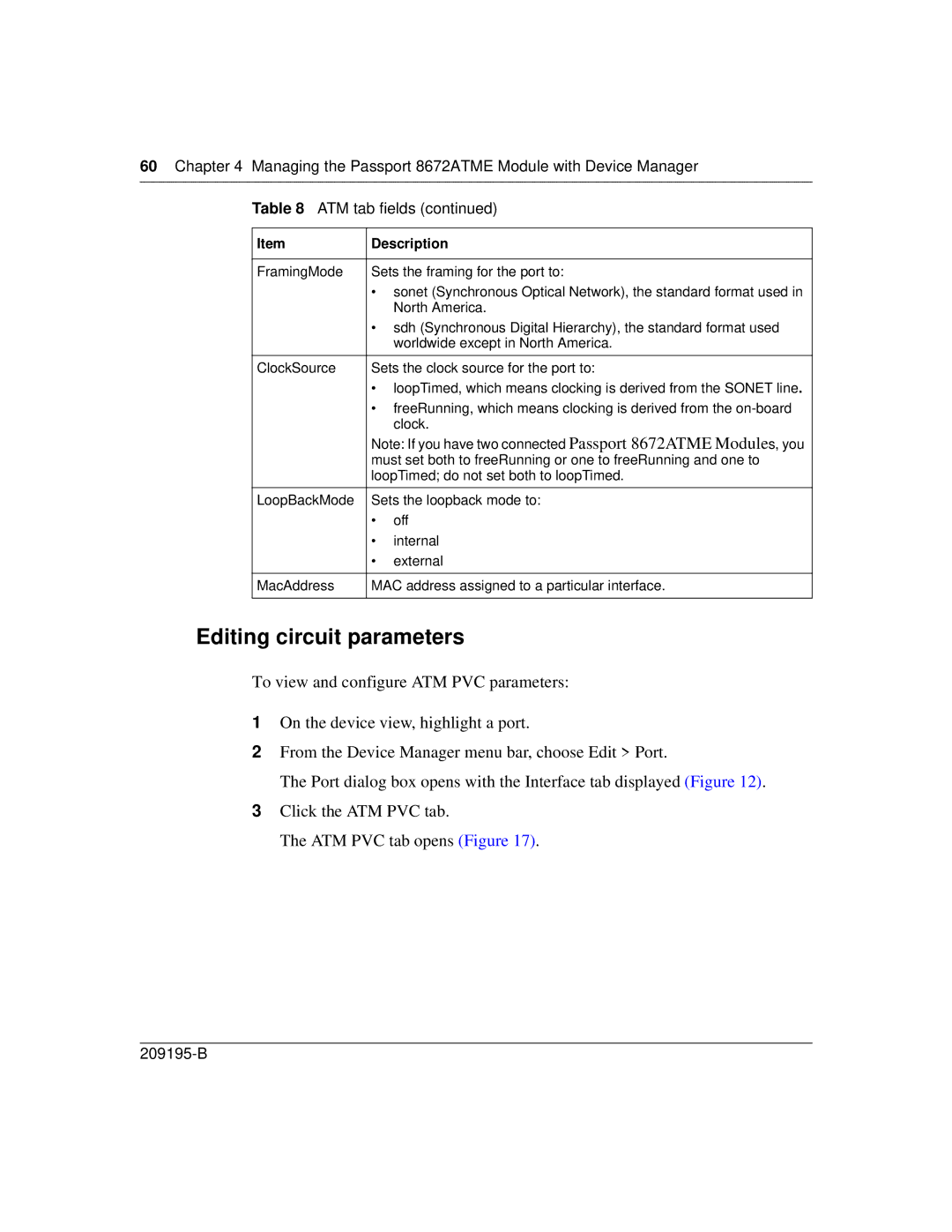 Nortel Networks 8672ATME manual Editing circuit parameters 