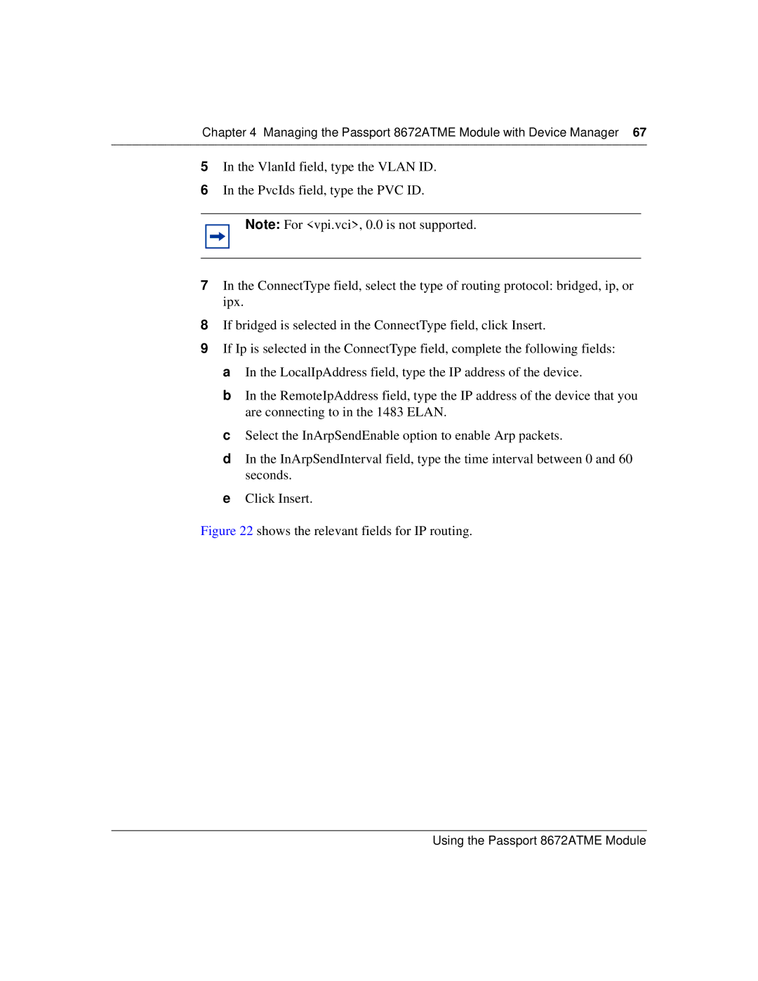 Nortel Networks 8672ATME manual Shows the relevant fields for IP routing 