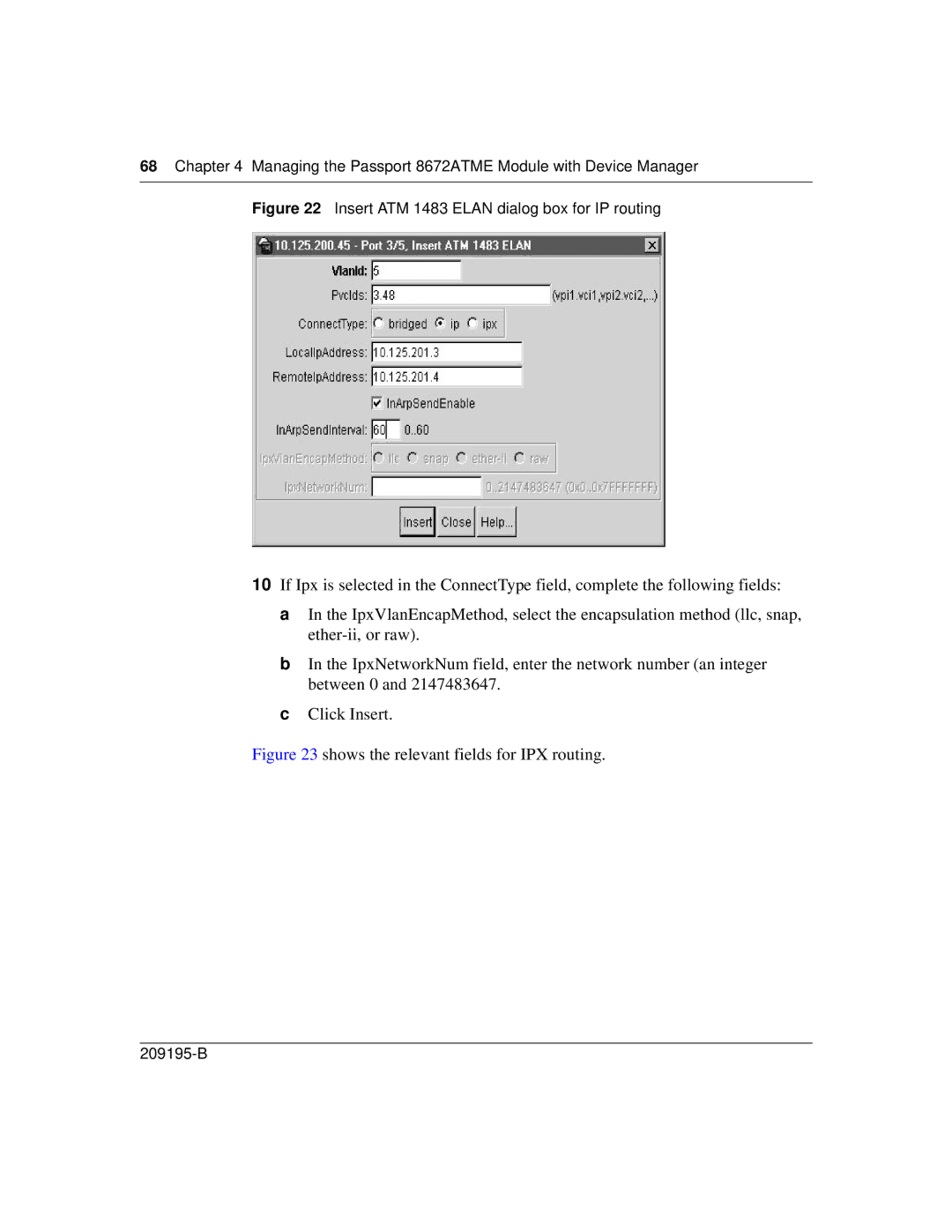 Nortel Networks 8672ATME manual Shows the relevant fields for IPX routing 