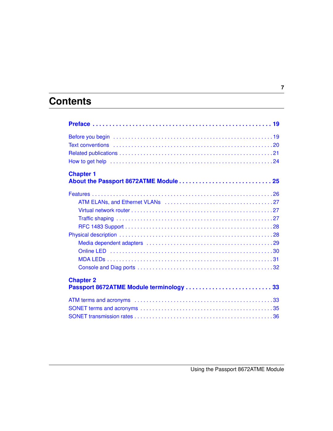 Nortel Networks 8672ATME manual Contents 