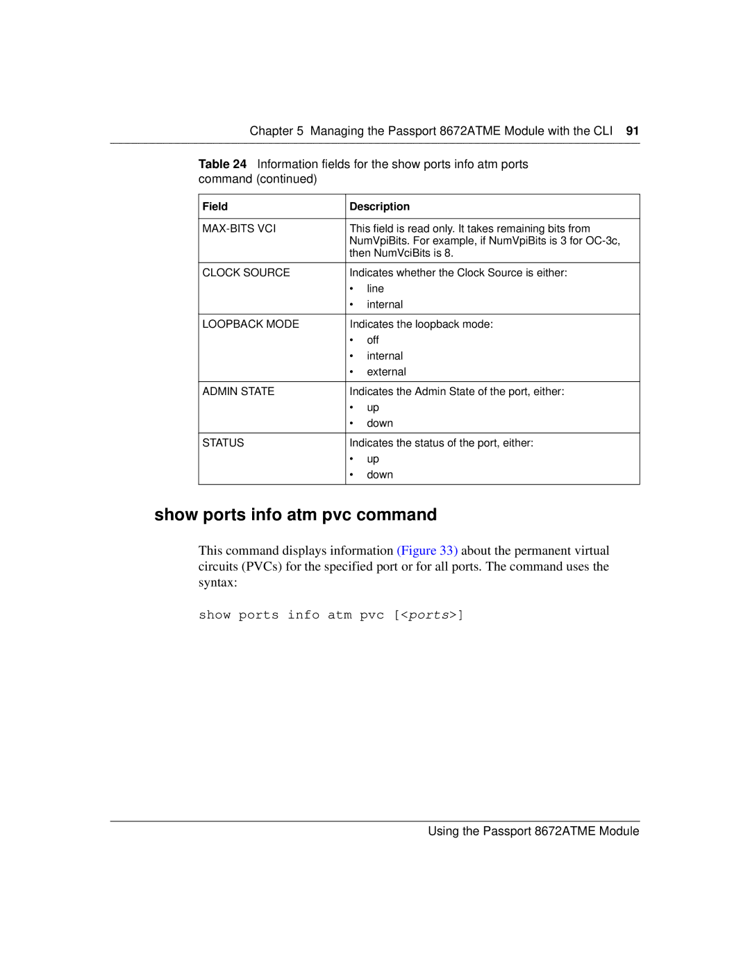 Nortel Networks 8672ATME manual Show ports info atm pvc command, Show ports info atm pvc ports 