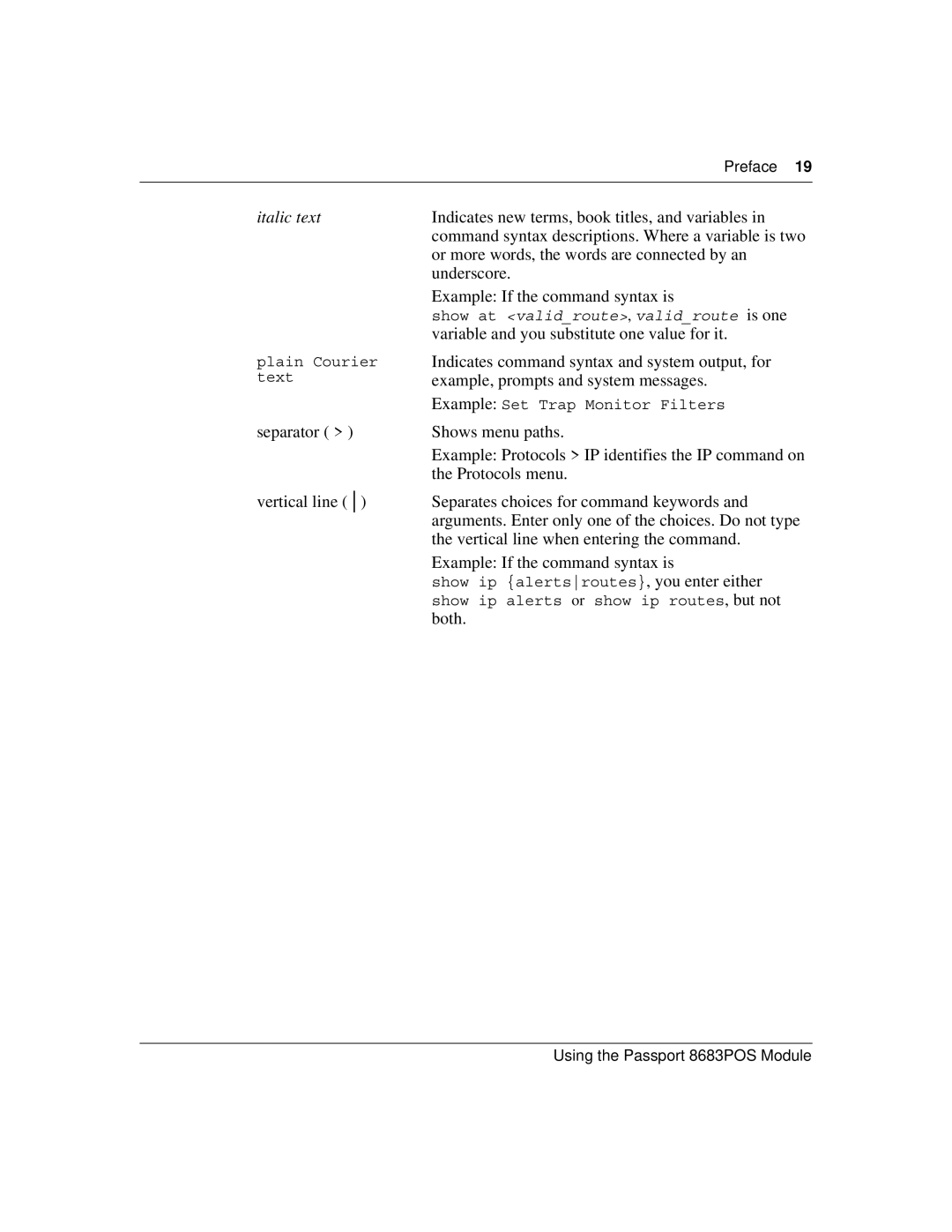 Nortel Networks 8683POS manual Italic text 