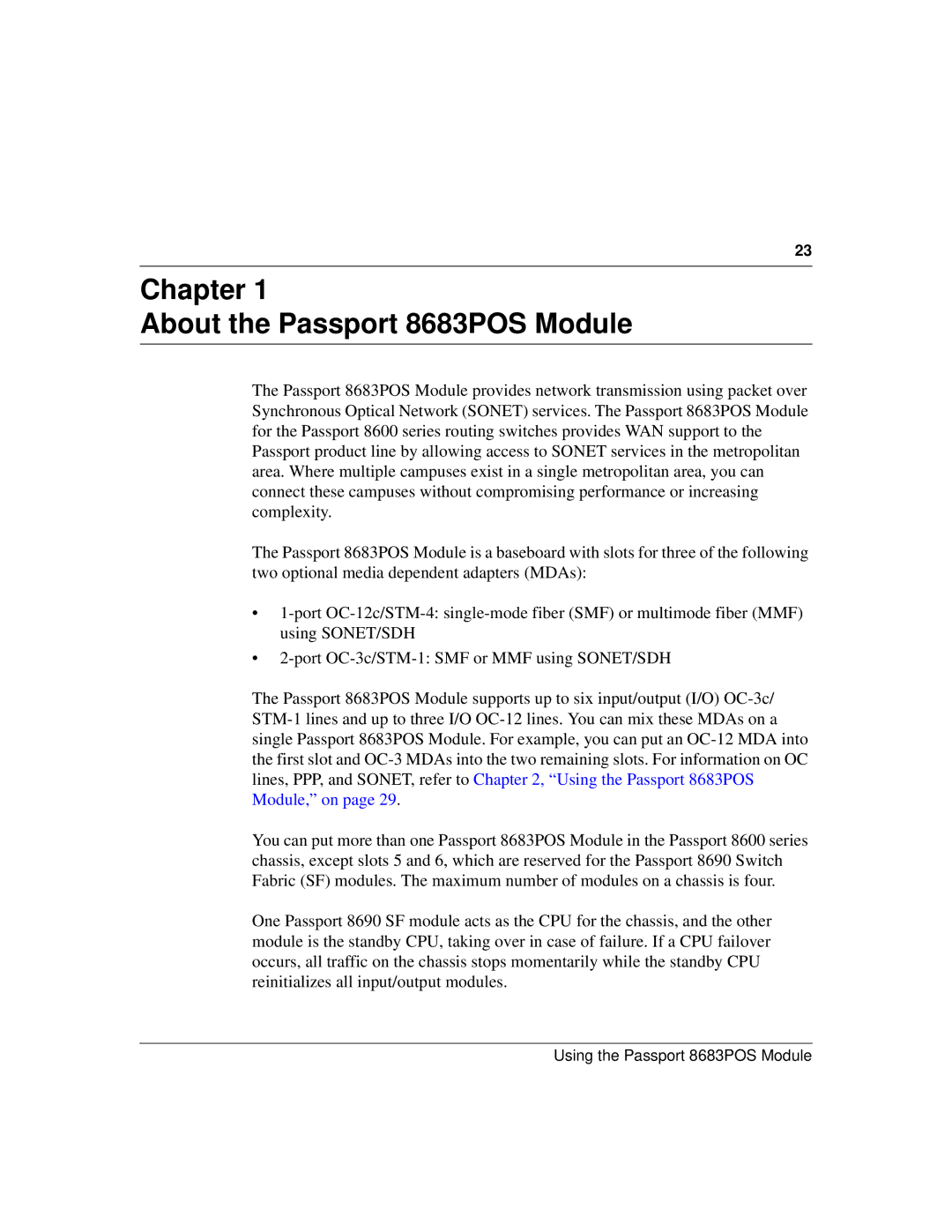 Nortel Networks manual Chapter About the Passport 8683POS Module 