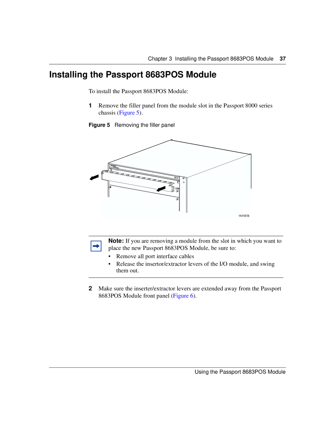 Nortel Networks manual Installing the Passport 8683POS Module, Removing the filler panel 