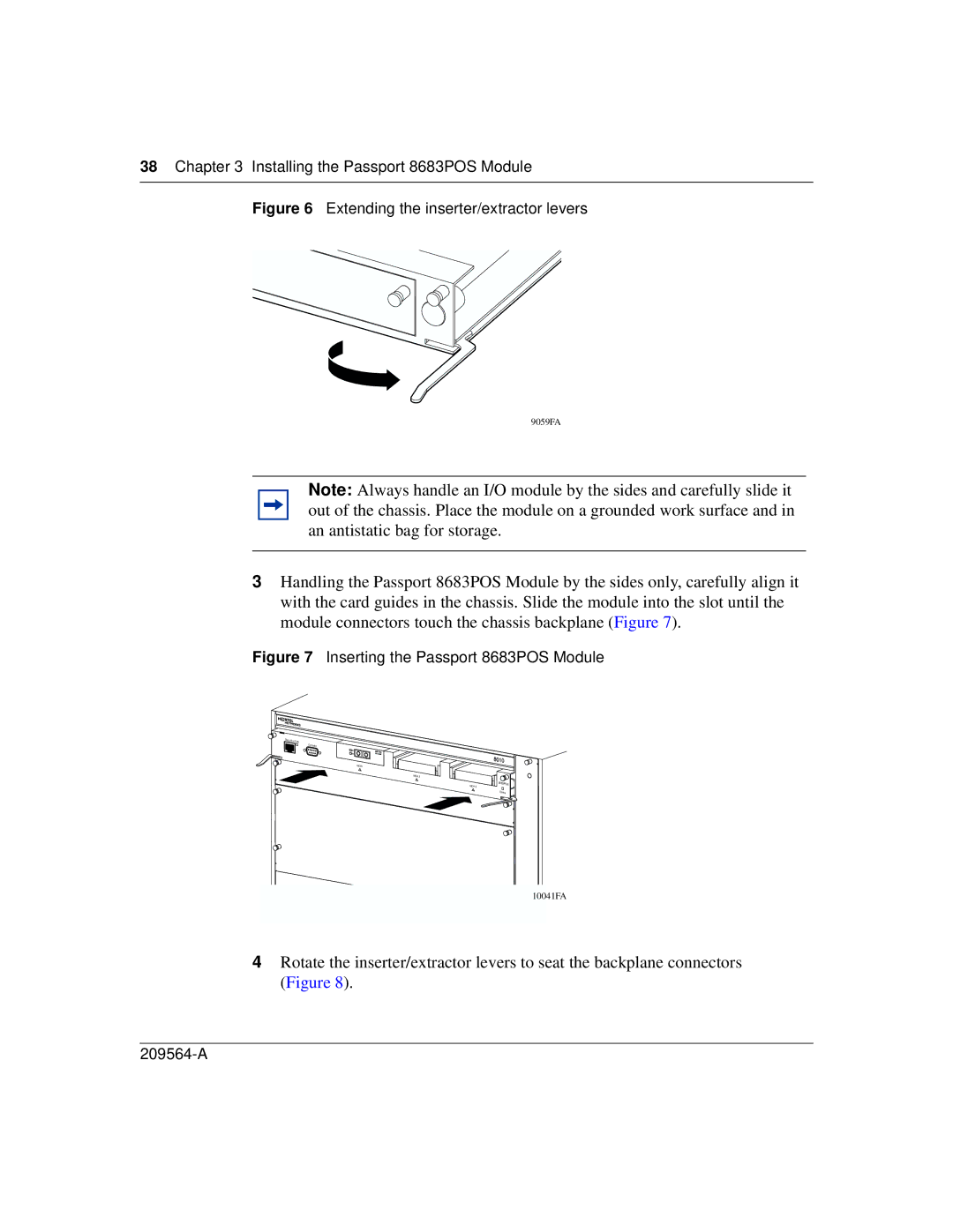 Nortel Networks 8683POS manual Extending the inserter/extractor levers 