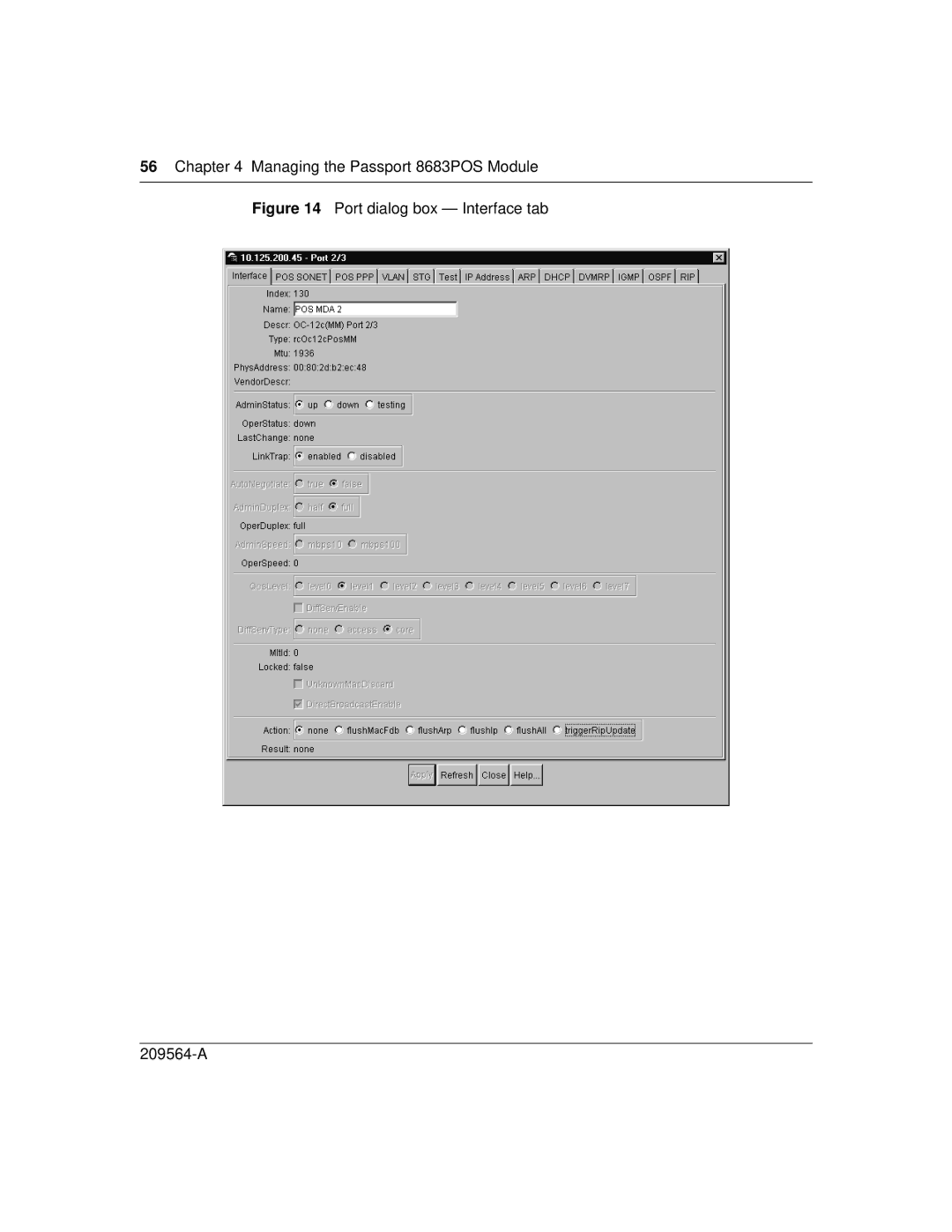 Nortel Networks 8683POS manual Port dialog box Interface tab 209564-A 