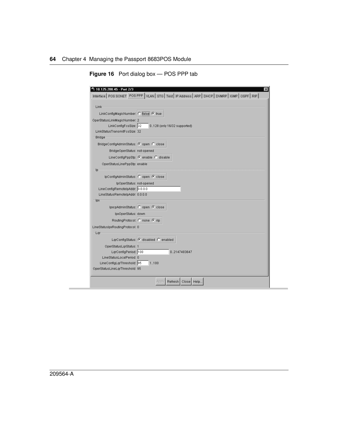 Nortel Networks 8683POS manual Port dialog box POS PPP tab 209564-A 