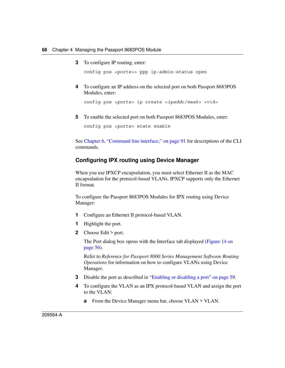 Nortel Networks 8683POS manual Configuring IPX routing using Device Manager, To configure IP routing, enter 