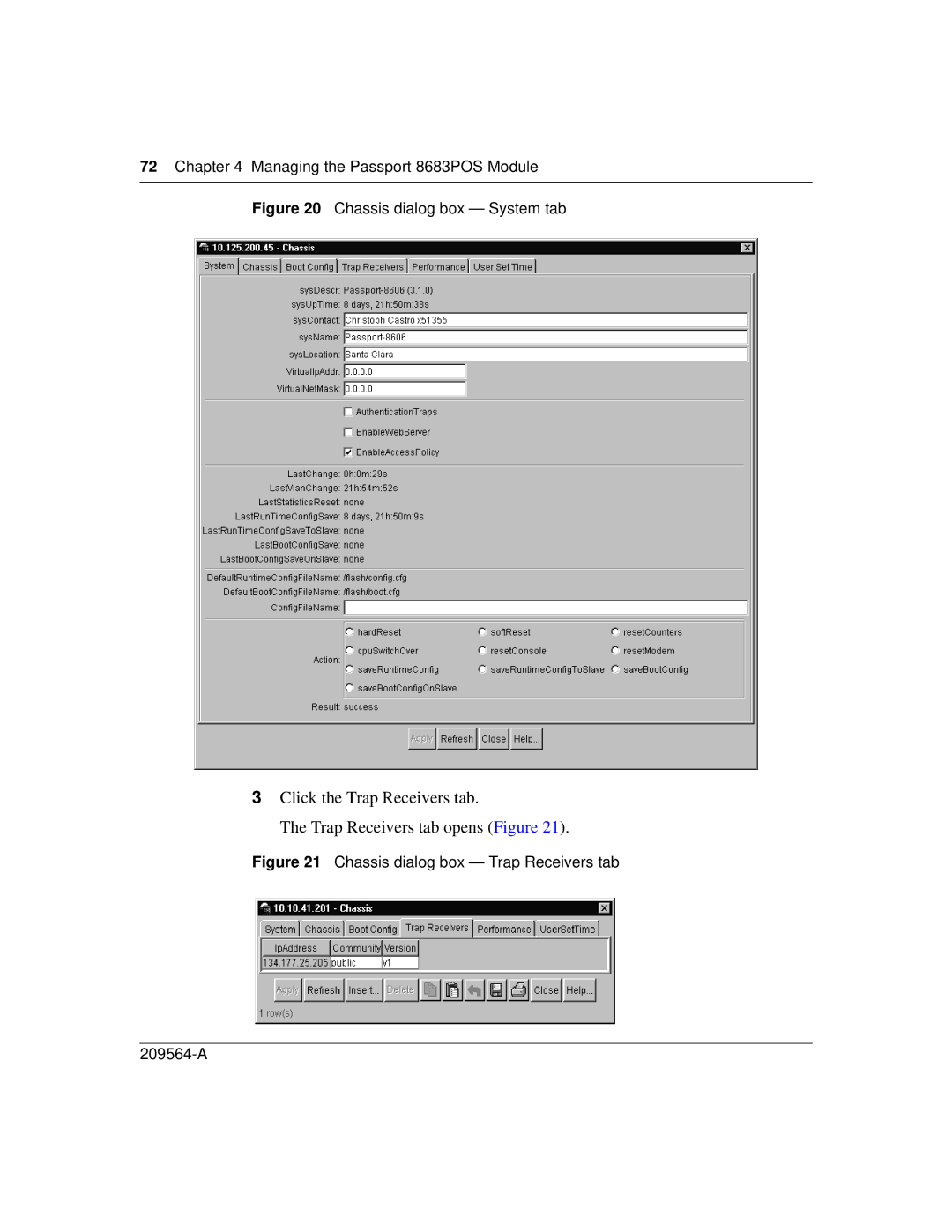 Nortel Networks 8683POS manual Click the Trap Receivers tab Trap Receivers tab opens Figure 